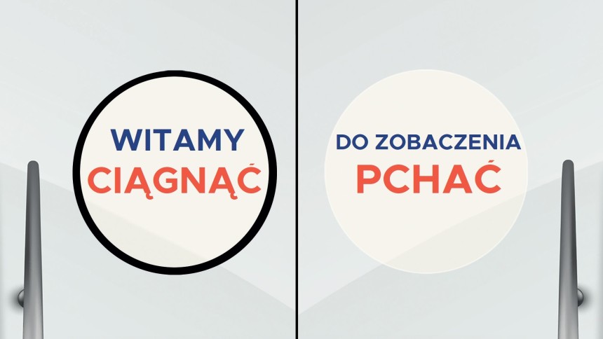 naklejki ci膮gnij / pchaj na drzwi