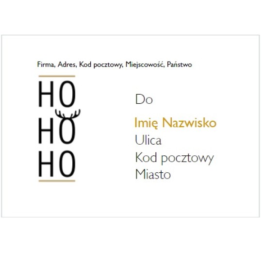Szablon świątecznej etykiety adresowej z napisem HO HO HO