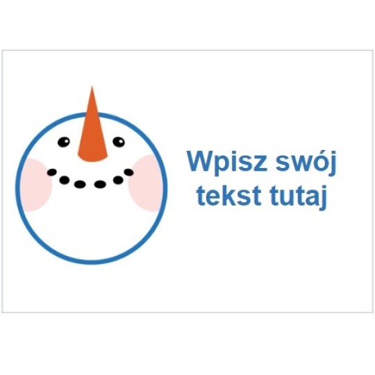 Szablon świątecznej etykiety adresowej z głową wesołego bałwanka