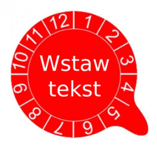 Szablon czerwonej tabliczki inspekcyjnej w formie dymku z Twoim napisem