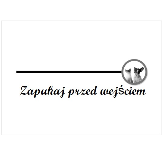 Szablon etykiety przezroczystej proszę pukać