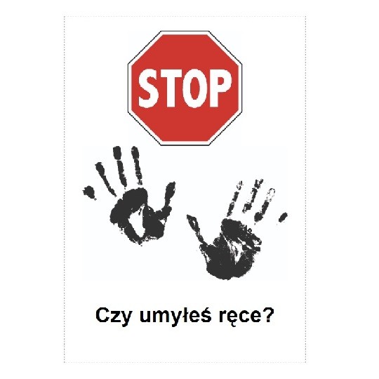Szablon etykiety z napisem stop myj rece