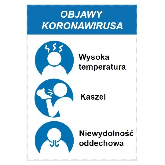 Szablon BHP infografika odnośnie symptomów covid19