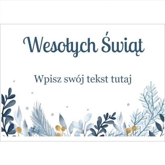 Szablon z elementami bożonarodzeniowymi i napisem Wesołych Świąt