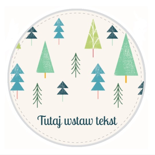 Okrągły szablon z choinkami