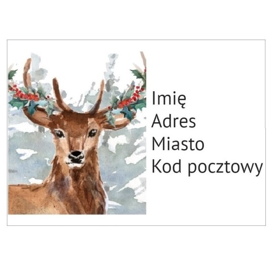 Szablon świątecznej etykiety adresowej z jeleniem