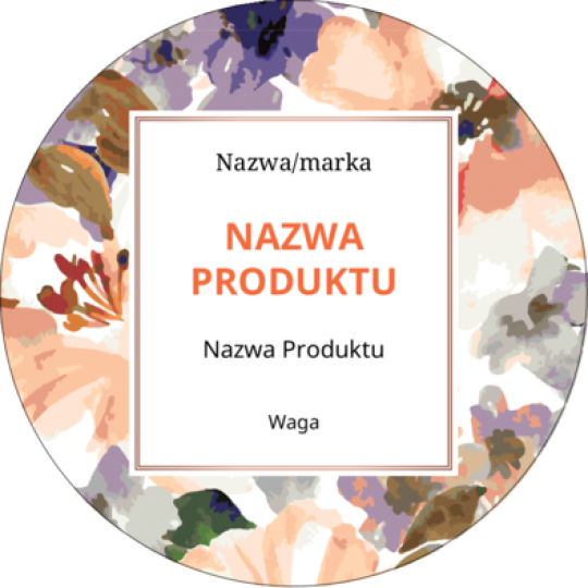 Szablon okrągłej etykiety na świece z pomarańczową naklejką z nazwą produktu na białym tle