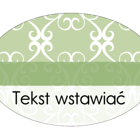 Szablon zielono białej owalnej etykiety na przyprawy z ikonkami śnieżynek