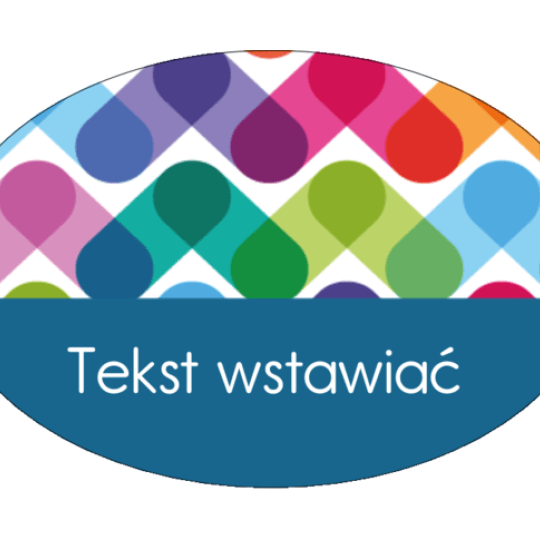 Szablon wielokolorowej owalnej etykiety na przyprawy z grantowym dołem z białym napisem