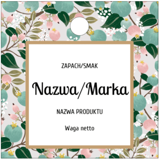 Szablon kwadratowej kolorowej zawieszki z nazwą marki