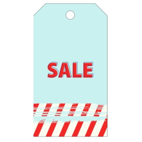 Szablon niebieskiej zawieszki promocyjnej z napisem Sale