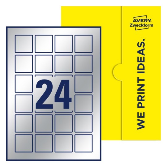 Etykiety kwadratowe srebrne 40x40 mm
