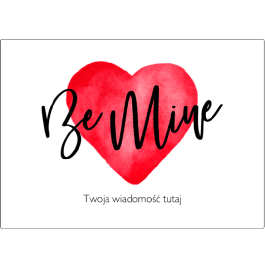 Szablon etykiety walentynkowej z kształtem serca i napisem Be Mine