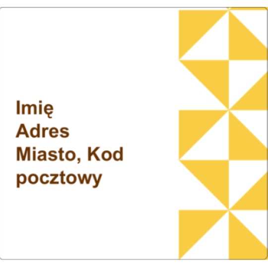 Szablon na etykiety na paczki z żółtymi elementami geometrycznymi