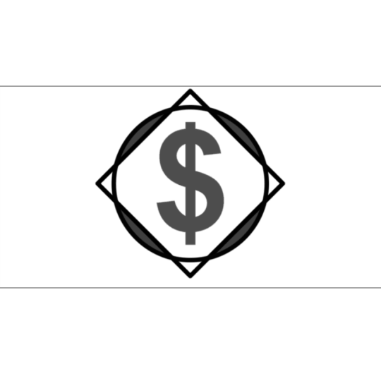 Szablon logo dolara zawartego w kształt połączonego koła z kwadratem