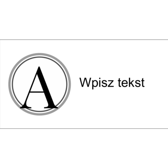 Szablon prostokątnego logo litery A wpisanej w okrąg oraz z własnym tekstem