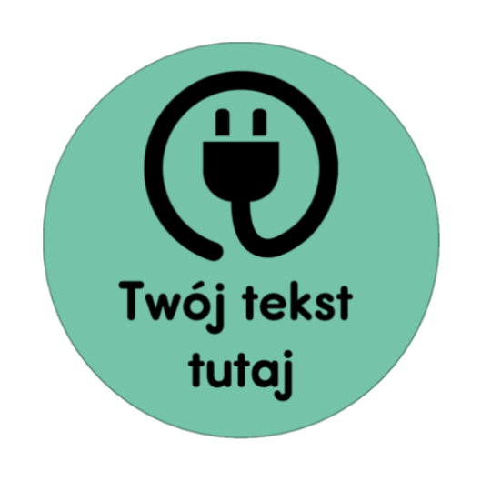Szablon etykiety z czarną wtyczką z kablem