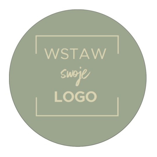 Szablon okrągłej naklejki z logo z ciemnooliwkowym tłem
