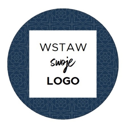 Szablon okrągłej naklejki z logo z granatowym tłem