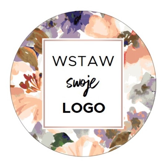 Szablon okrągłej naklejki z logo z wielobarwnym tłem