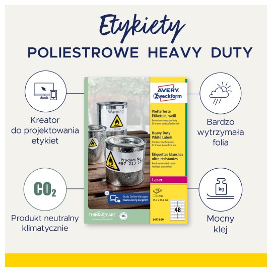 Etykiety białe foliowe