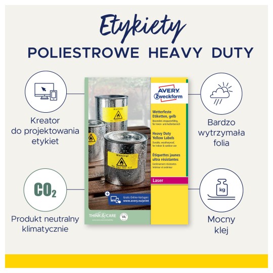 Żółte etykiety foliowe