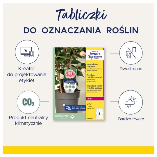 Infografika przedstawiająca zalety tabliczek do oznaczania roślin