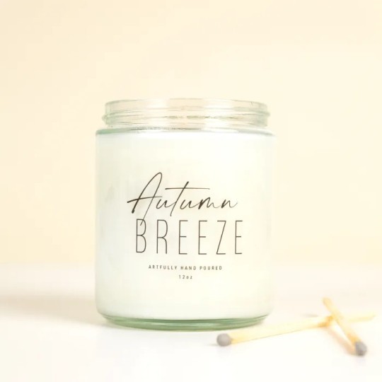 Przezroczyste naklejki na świece z napisem Autumn Breeze