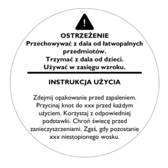 Szablon etykiety CLP z tekstami ostrzegawczymi i czarnobiałymi czterema piktogramami