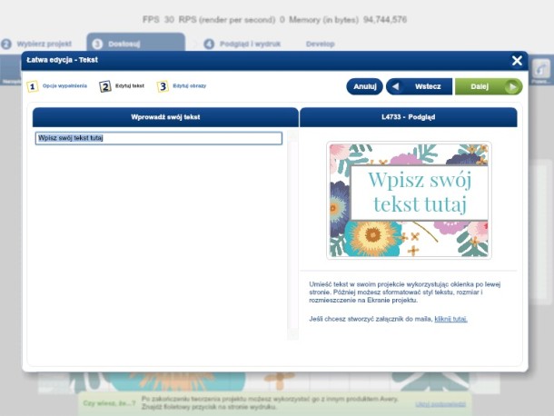 Projektowanie Online - uzupełnij dane