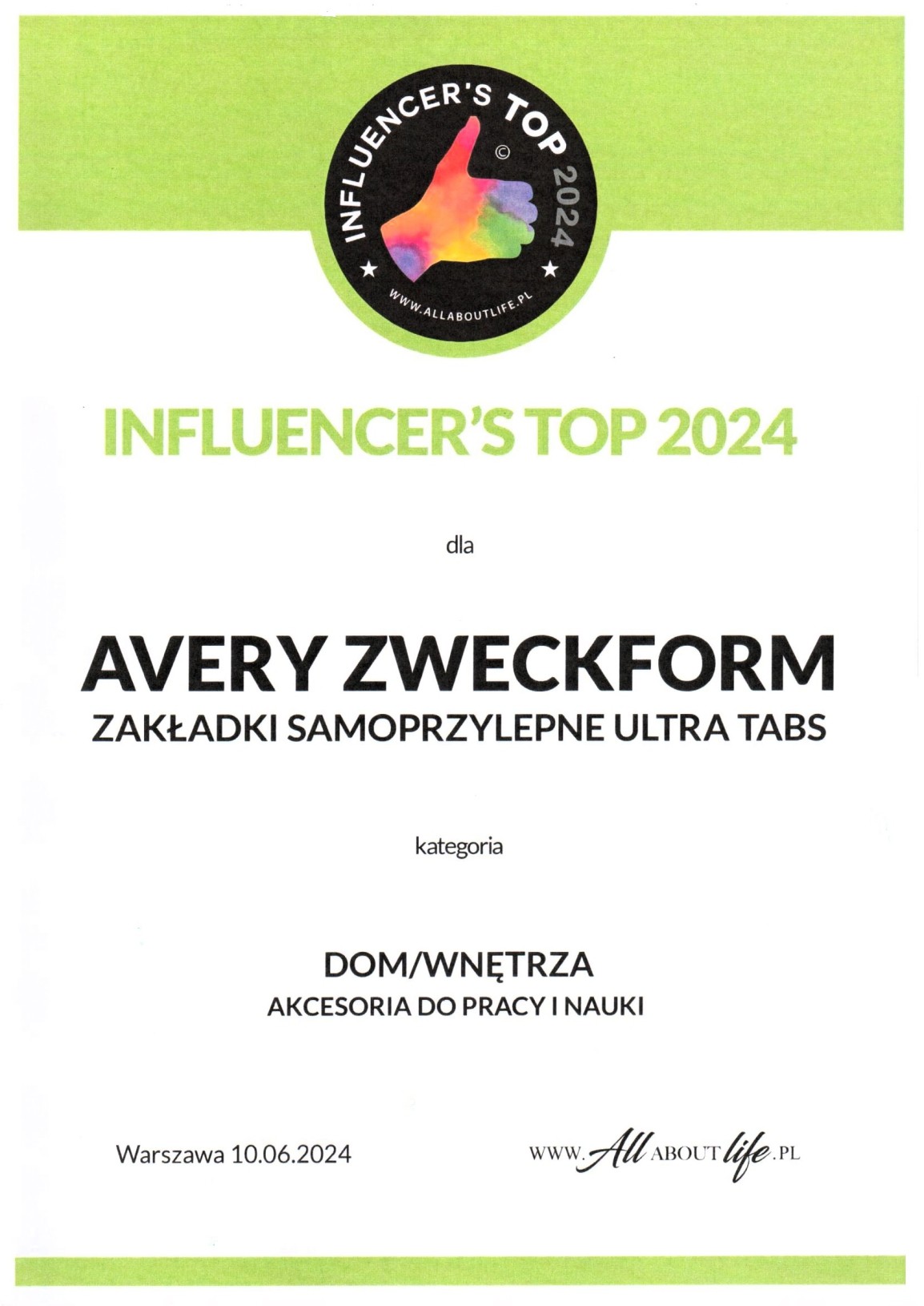 Certyfikat Influencer's Top