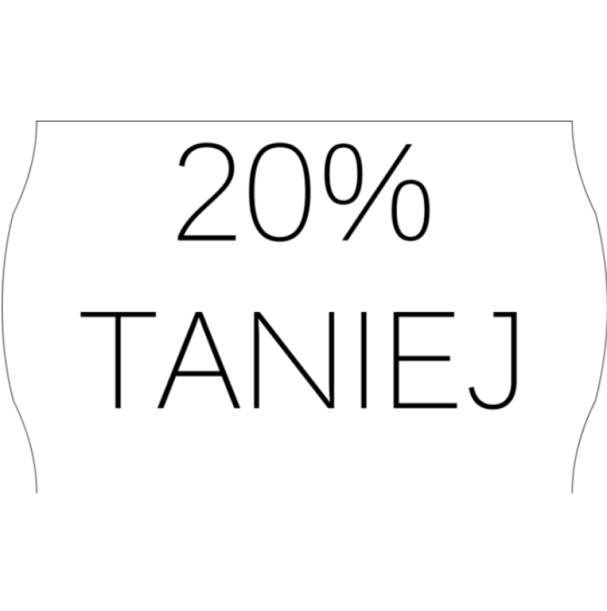 Szablon etykiety promocyjnej z napisem 20% taniej