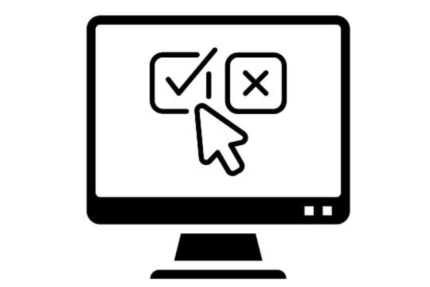Ikonka czarnego zarysu monitora na ekranie którego znajdują się tickbox, kursor oraz krzyżyk