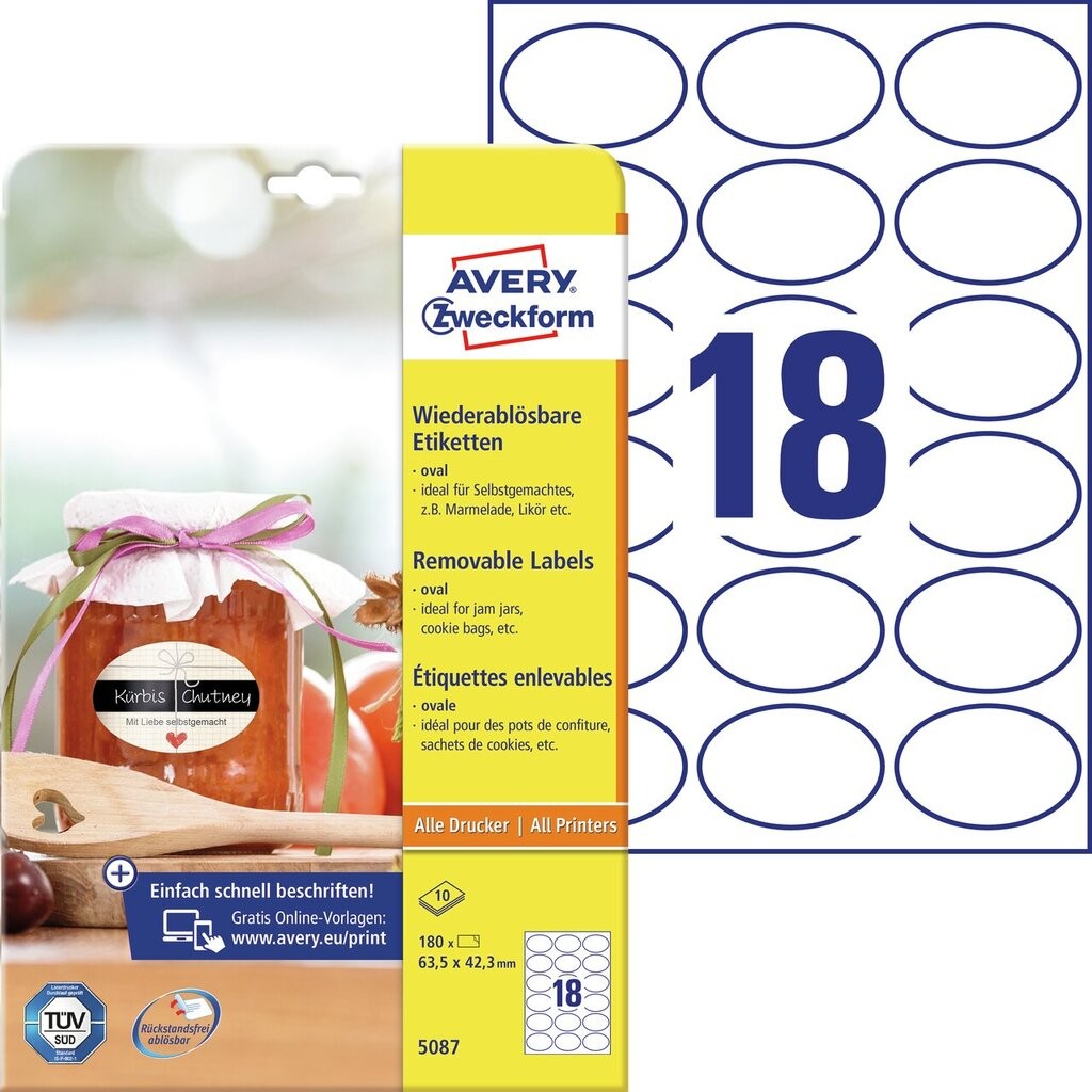 Usuwalne etykiety na słoiki 5087 Avery Zweckform