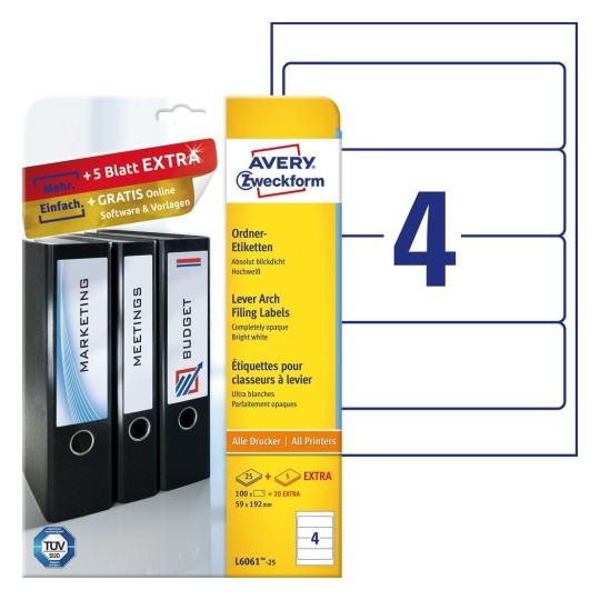Etykiety do teczek zawieszanych | L6021REV-25 | Avery ...