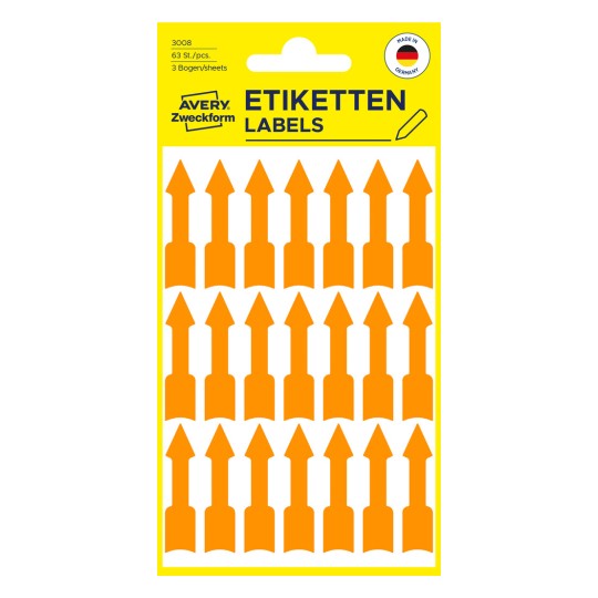 Opakowanie: Avery Zweckform Etykiety w specjalnych kształtach i zadrukowane, Artykuł: 3008, Format: 39 x 9 mm, Zawartość: 63 etykiety / 3 arkusze, 21 etykiet/arkusz?