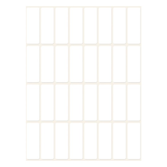 Arkusz pojedynczy, artykuł: 3323, etykiety uniwersalne, format: 38 x 14 mm, 32 etykiety/arkusz.
