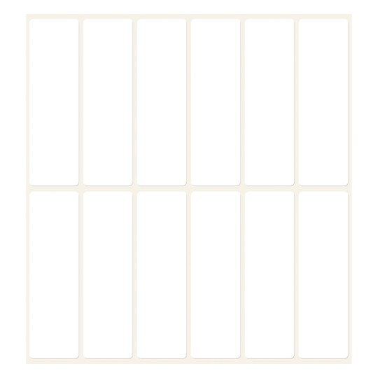 Ilustracja pojedynczego arkusza, artykuł: 3340, etykiety uniwersalne, format: 62 x 19 mm, 12 etykiet/arkusz.