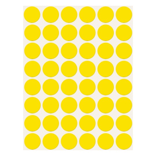 Ilustracja - pojedynczy arkusz, artykuł: 3377, punkty oznaczenia, format: ⌀ 18 mm, 48 punktów oznaczenia/arkusz.