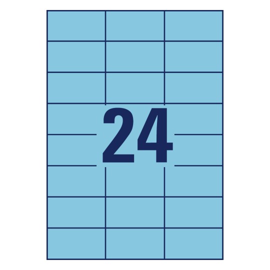 Wykrojnik pojedynczy arkusz A4, Artykuł: 3449, Kolorowe etykiety, Format: 70 x 37 mm, 24 etykiety/arkusz