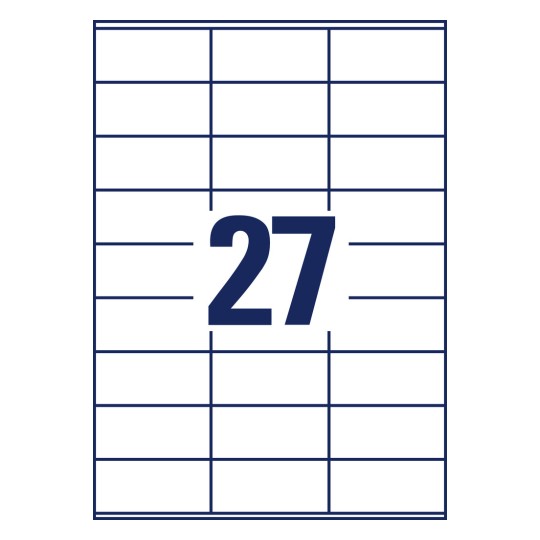 Rysunek sztancowania pojedynczego arkusza A4, artykuł: 3479, uniwersalne etykiety, format: 70 x 32 mm, 27 etykiet/arkusz?