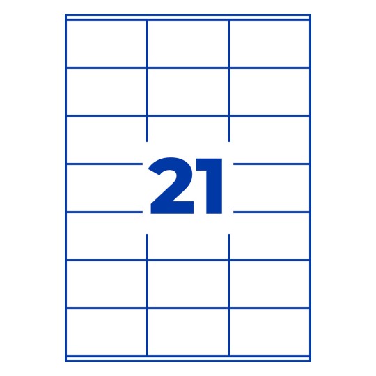 Rysunek wykrojnika pojedynczy arkusz A4, artykuł: 3481-10, etykiety, biuro domowe, małe opakowanie, format: 70 x 41 mm, 21 etykiet/arkusz?