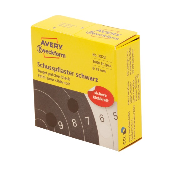 Opakowanie: Avery Zweckform etykiety korygujące i zakrywające, artykuł: 3522, format: ⌀ 19 mm, zawartość: 1.000 etykiet / 1 rolka, 1.000 etykiet/rolka?