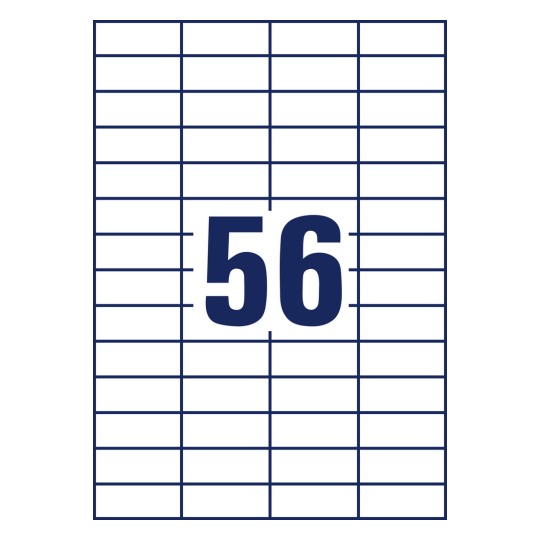 Rysunek wykrojnika pojedynczego arkusza A4, Artykuł: 3668, Uniwersalne etykiety, Format: 52,5 x 21,2 mm, 56 etykiet/arkusz?