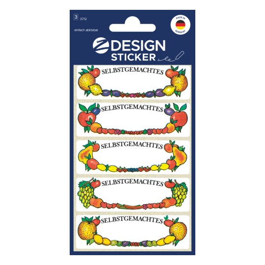 Opakowanie: Z-Design, Artykuł: 3712, Naklejki kuchenne, 21 x 70 mm, Małe opakowanie, 15 naklejek / 3 arkusze