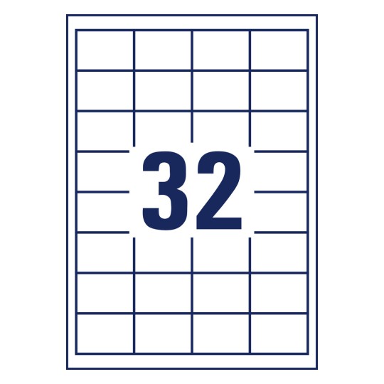 Rysunek wykrojnika pojedynczy arkusz A4, Artykuł: 4789, Etykiety uniwersalne, Format: 48,3 x 33,8 mm, 32 etykiety/arkusz.