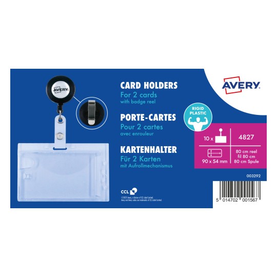 Produktobraz: Avery Zweckform, Artykuł: 4827, Identyfikatory podwójne twarde etui, 54 x 90 mm, 10 sztuk.