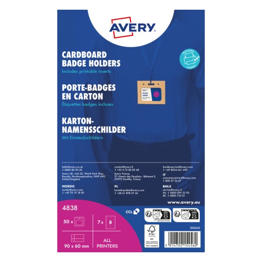 Opakowanie kartonowych etui na identyfikatory Avery z obrazem identyfikatora?