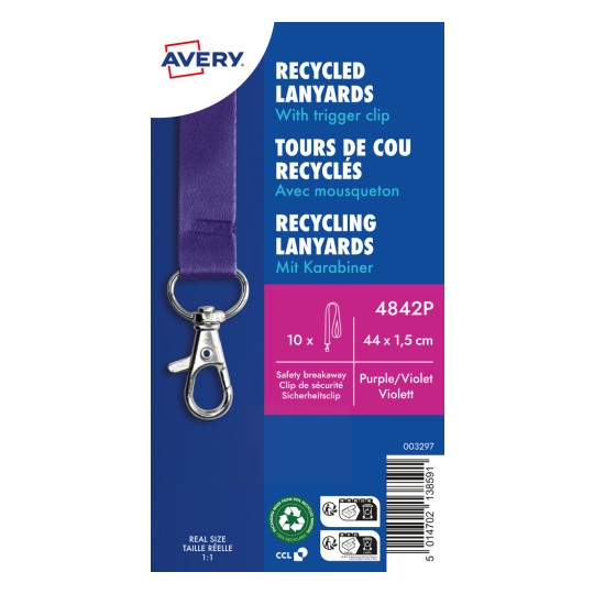Ilustracja produktu: Avery Zweckform, Artykuł: 4842P, Identyfikatory, 15 x 440 mm, Małe opakowanie, 10 sztuk.