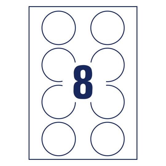 Rysunek sztancowania, pojedynczy arkusz A4, Artykuł: 5081, okrągłe etykiety, odklejane, Format: ⌀ 65 mm, 8 etykiet/arkusz?